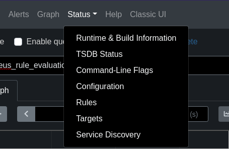 /elia/blog.lazkani.io/media/commit/10fdf0cc0f0ed1e81fb5eb6b728f8901126b7c8b/content-org/images/upgrade-your-monitoring-setup-with-prometheus/02-prometheus-status-drop-down-menu.png